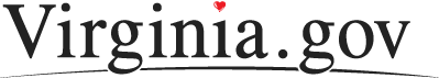 the virginia gov logo is black and white with a red heart in the middle .