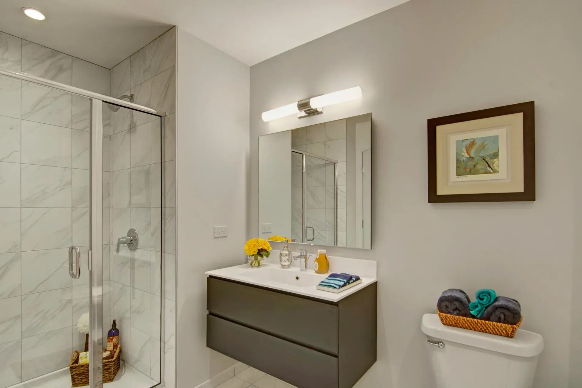 Bathroom at The Trend at 51 Apartment Homes in Phoenix, AZ.
