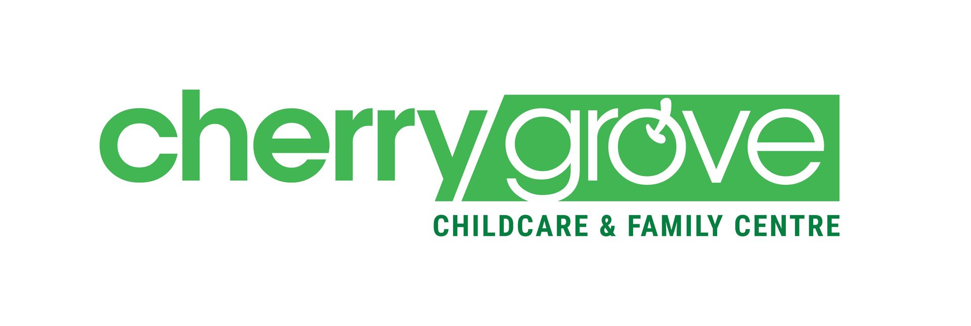 Cherry Grove childcare logo with green text and design.