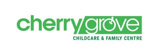 Cherry Grove childcare logo with green text and design.