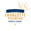 Charlotte Premiere Sports League logo with gold crown and blue skyline on white background