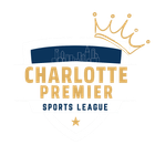 Charlotte Premiere Sports League logo with gold crown and blue skyline on white background