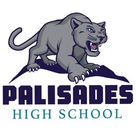 Palisades High School logo with a gray panther above bold navy and teal text.