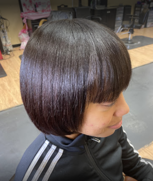 Bob cut brown hair