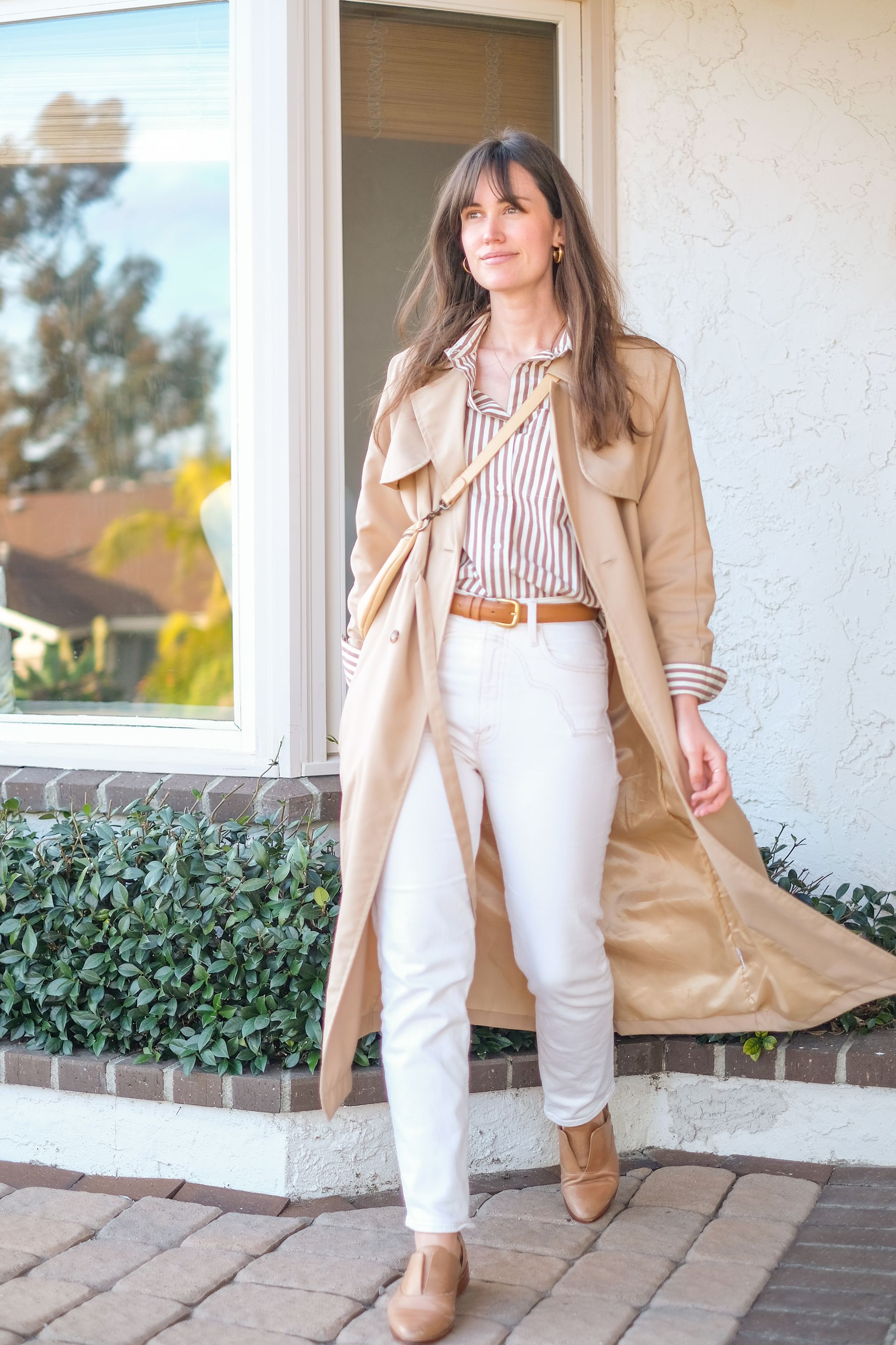 Trench Coat with White Jeans