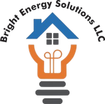The logo for bright energy solutions llc is a light bulb with a house on it.