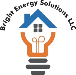 The logo for bright energy solutions llc is a light bulb with a house on it.
