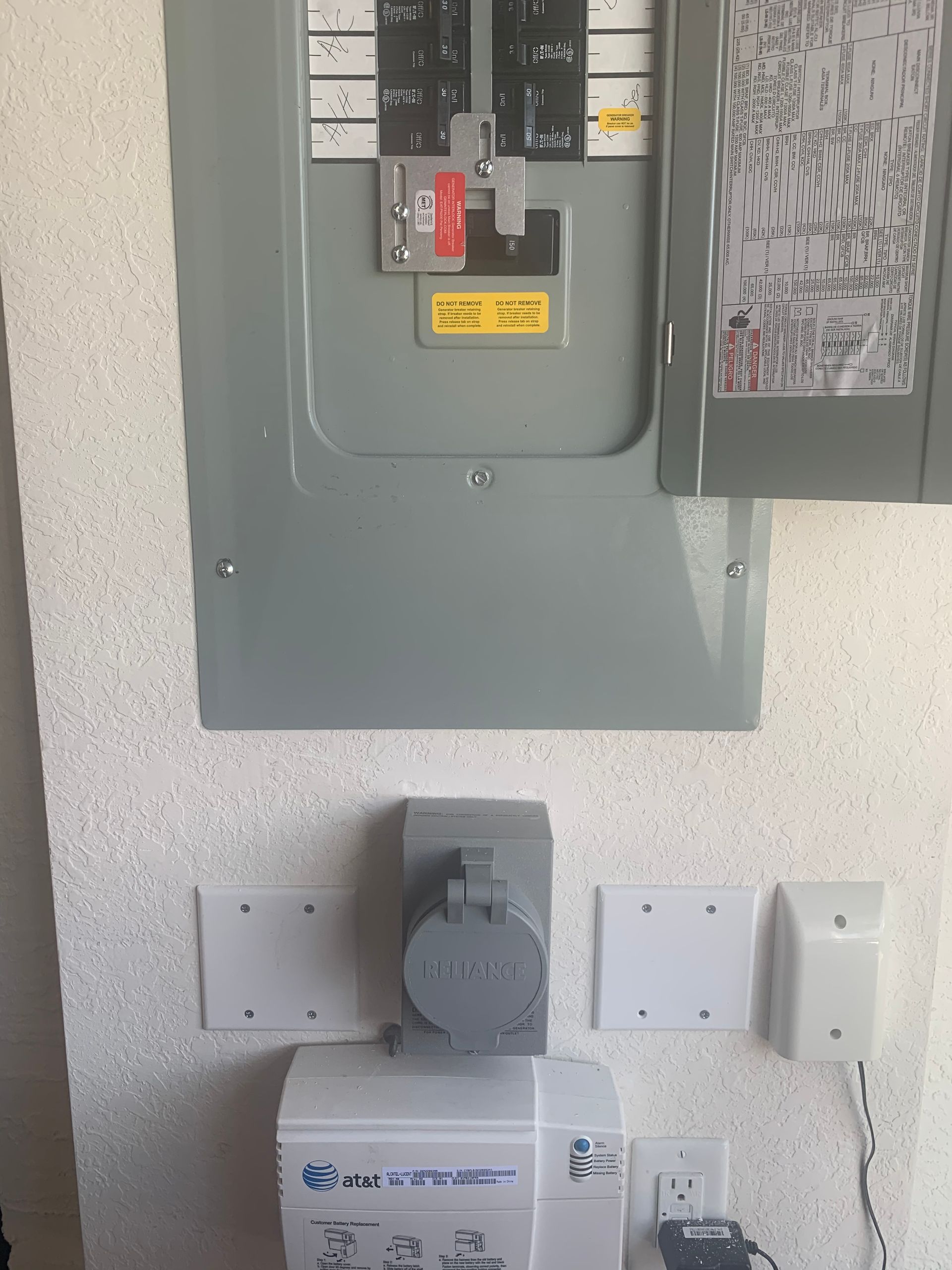 A wall mounted electrical panel with a box that says ' a ' on it