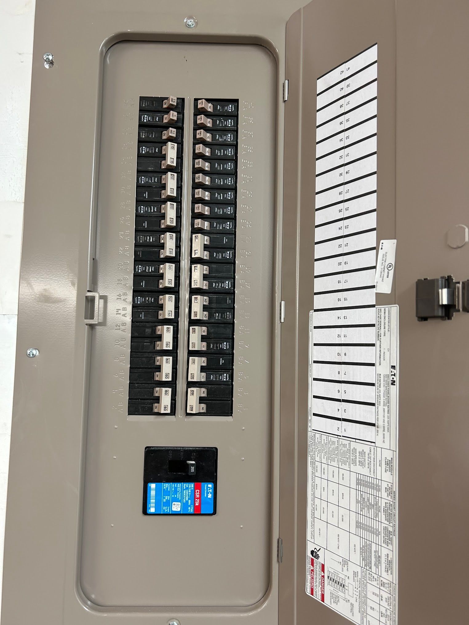 A close up of a electrical box with a lot of electrical outlets.