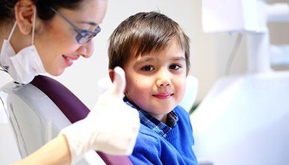 dentist with boy