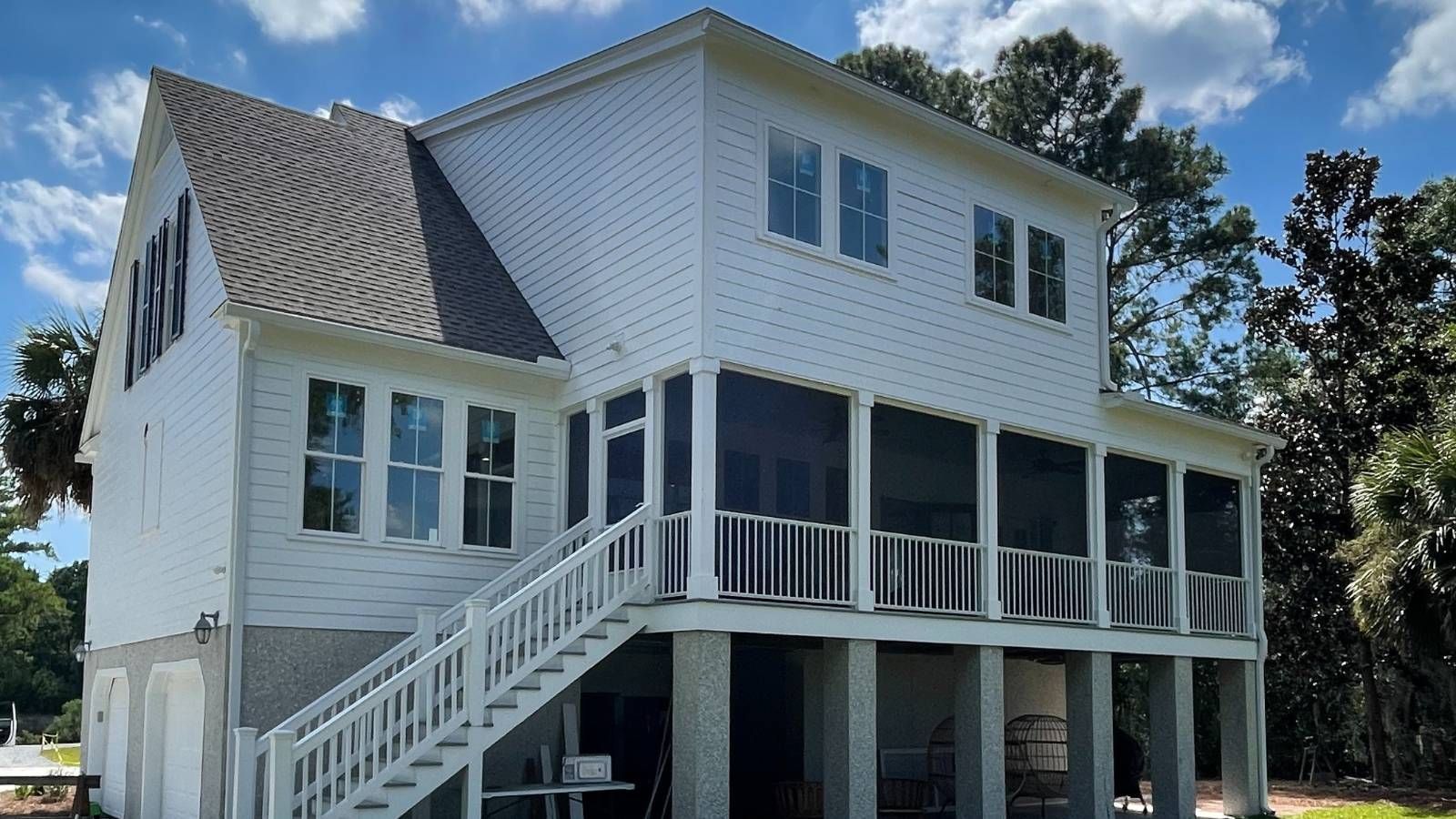 white house with seamless gutters