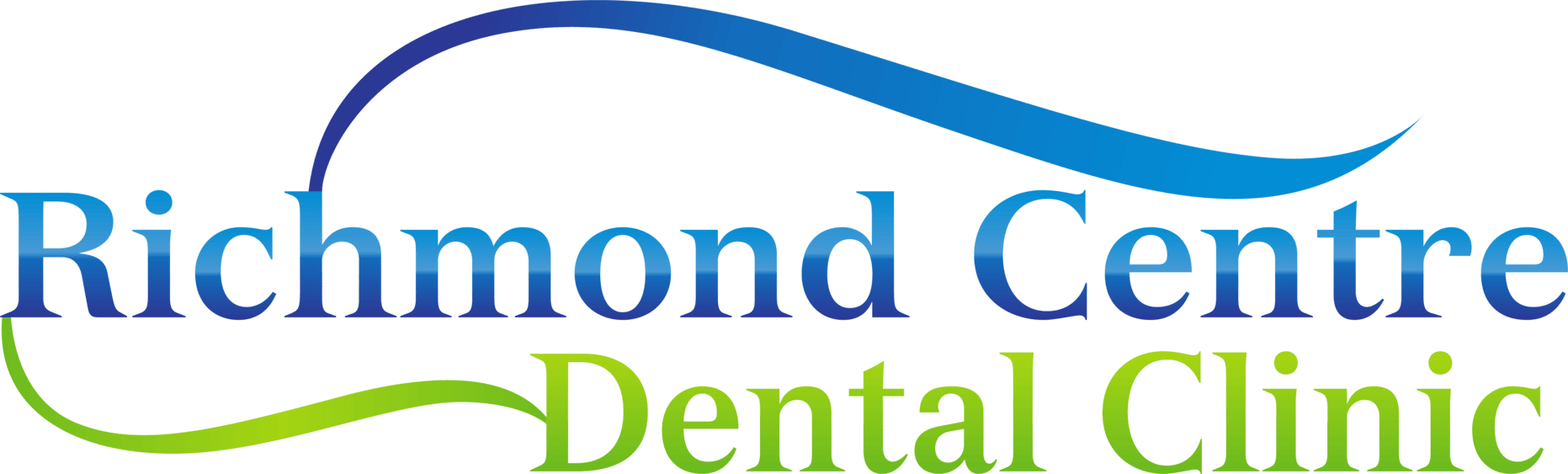 The logo for richmond centre dental clinic is blue and green.