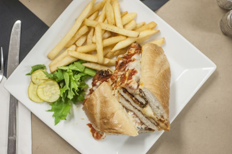Hot and Homemade Spicy Meatball Sub Sandwich 
