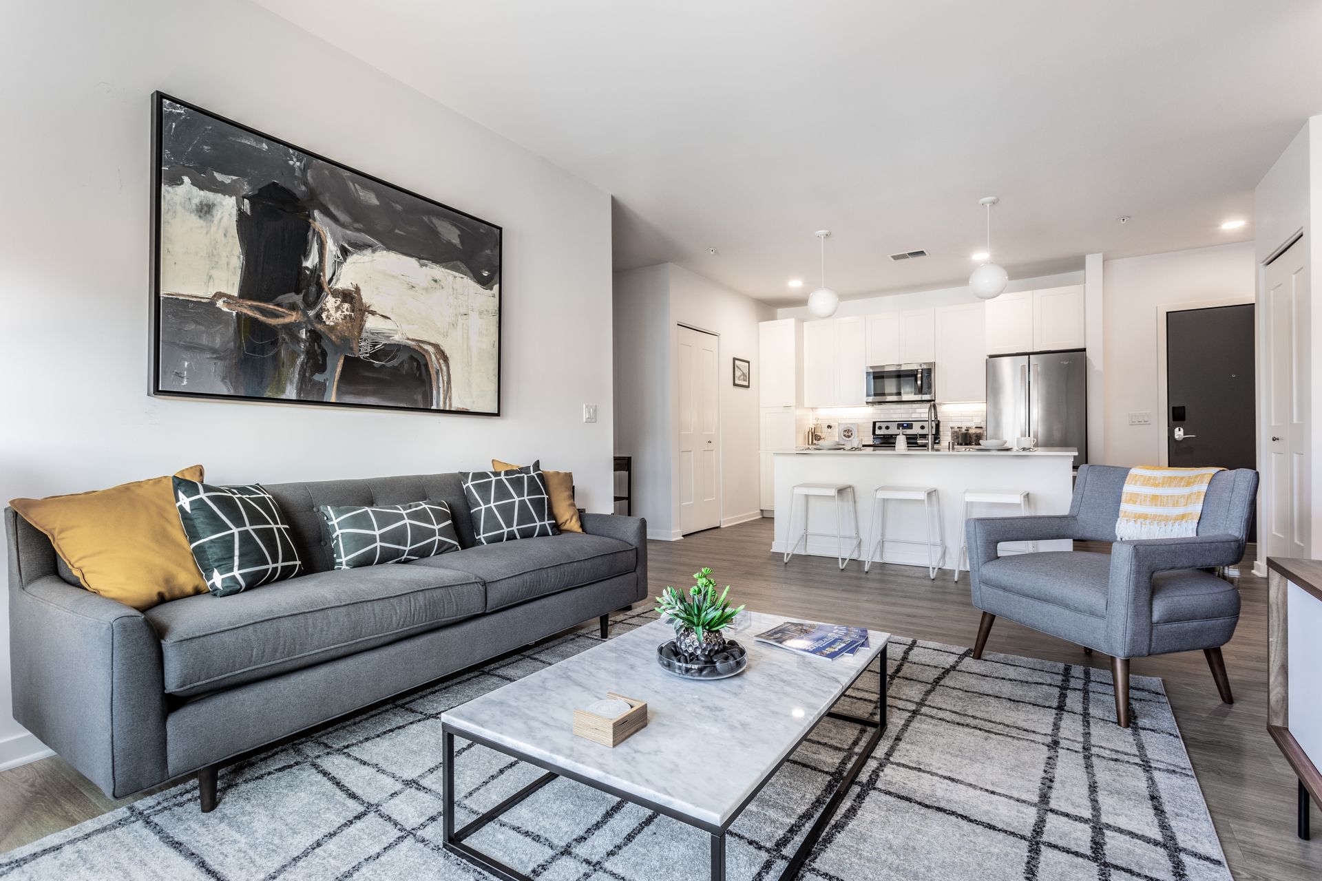 Living room at Vim + Vigor in Milwaukee, WI.