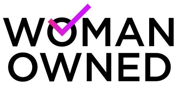woman owned business badge with checkmark