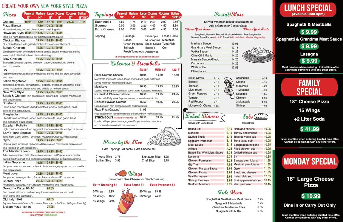 Napoli Italian Pizzeria Menu 2024, Orlando, FL Semoran Pizza Menu