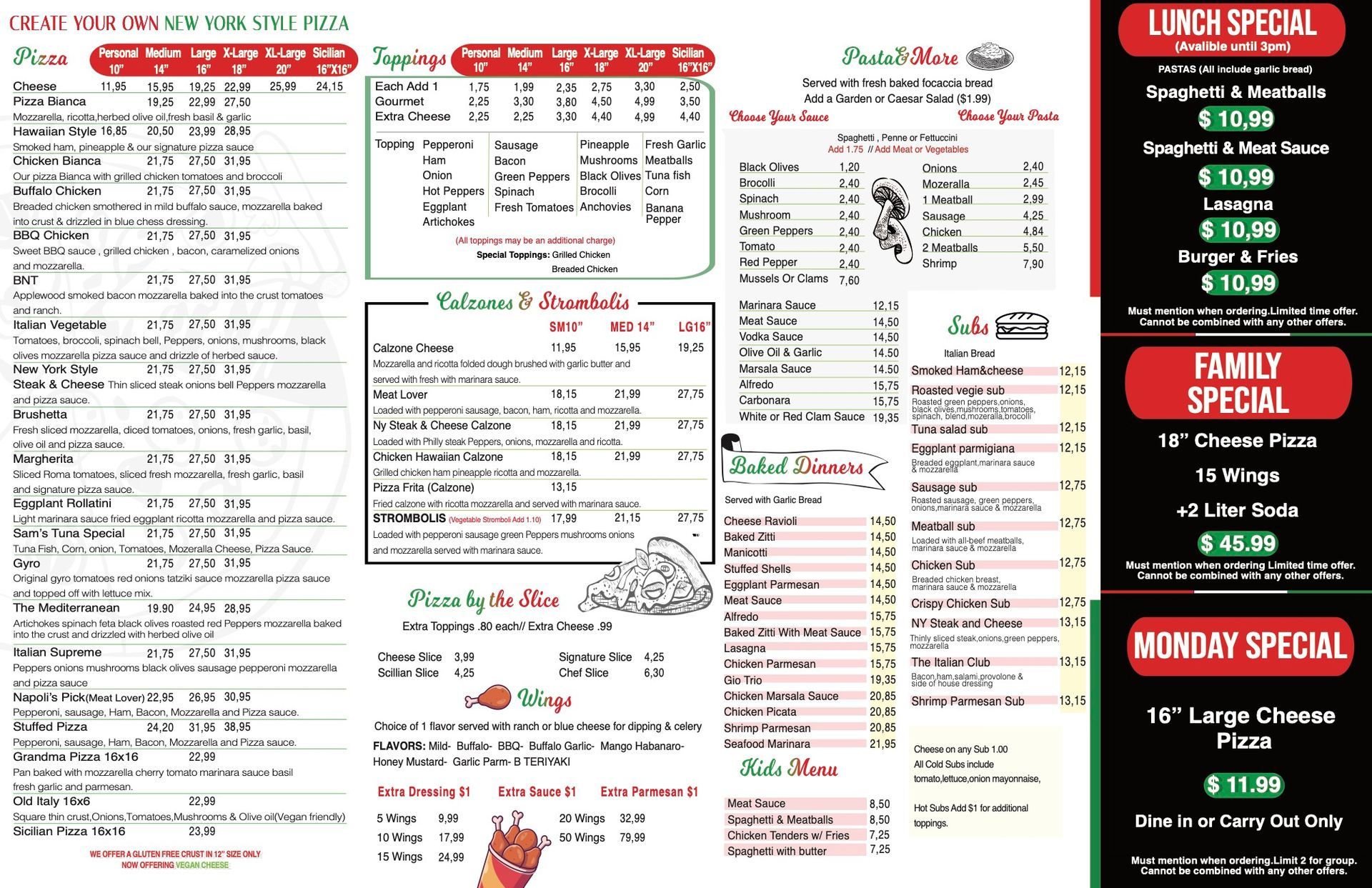 Napoli Italian Pizzeria Menu 2025