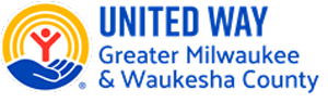 United Way Greater Milwaukee & Waukesha County logo with blue text and orange-and-blue emblem United Way Greater Milwaukee & Waukesha County logo with blue text and orange-and-blue emblem