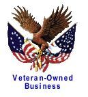 Bald eagle holding American flags;