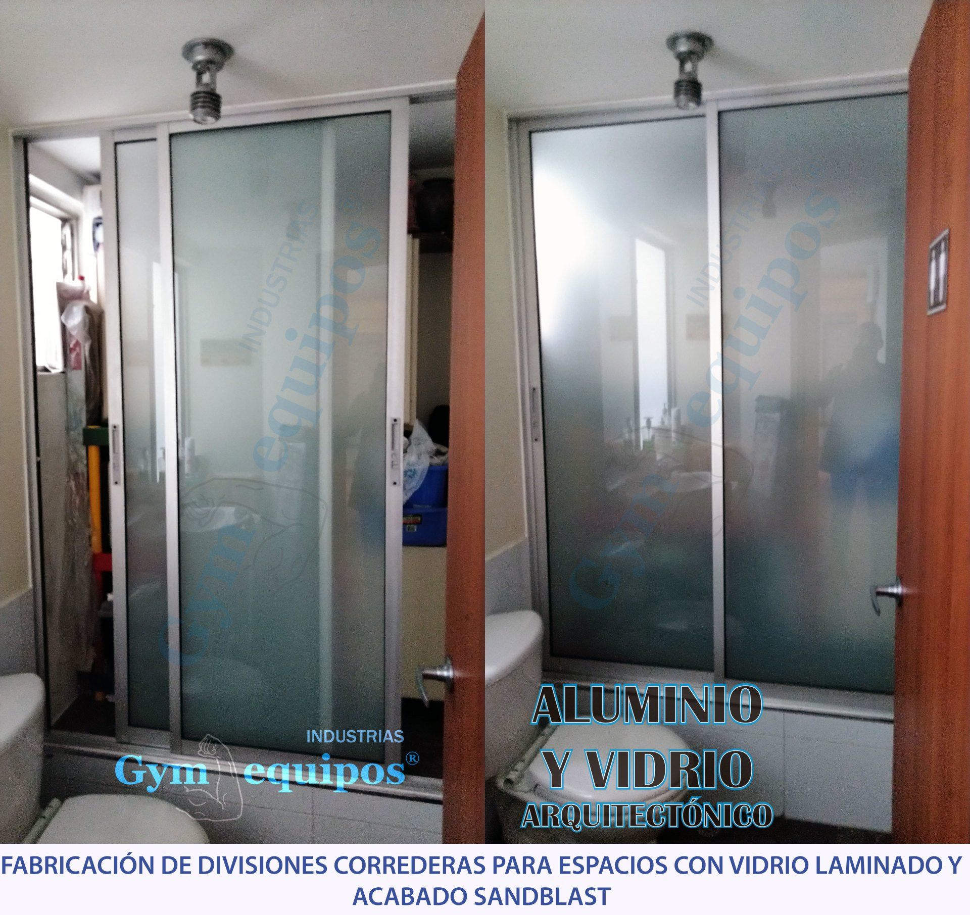 division de baño sandblast esmerilado