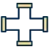 A cross made of pipes on a white background.