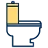 A toilet icon on a white background.