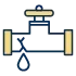 A pipe with a drop of water coming out of it.