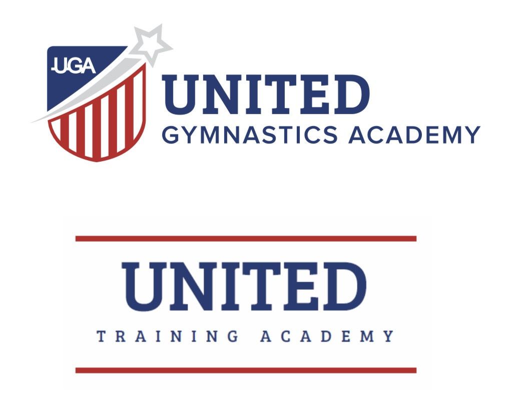 A logo for united gymnastics academy and united training academy.