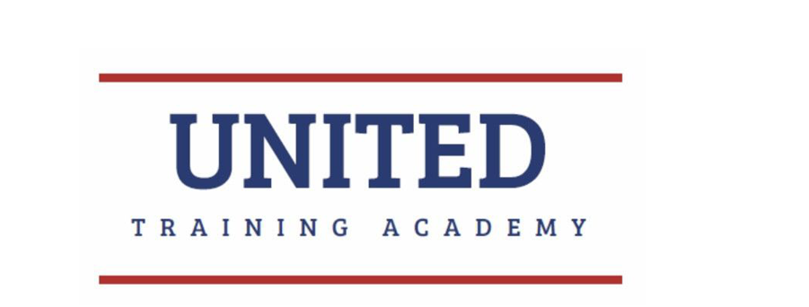 The logo for the united training academy is blue and red.
