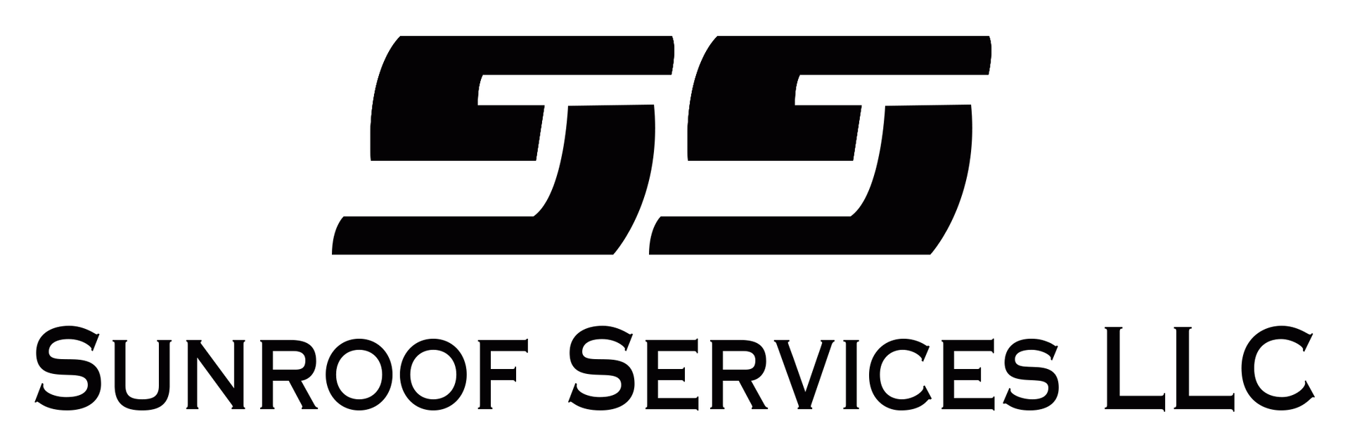 The logo for sunroof services llc is black and white.
