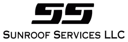 The logo for sunroof services llc is black and white.