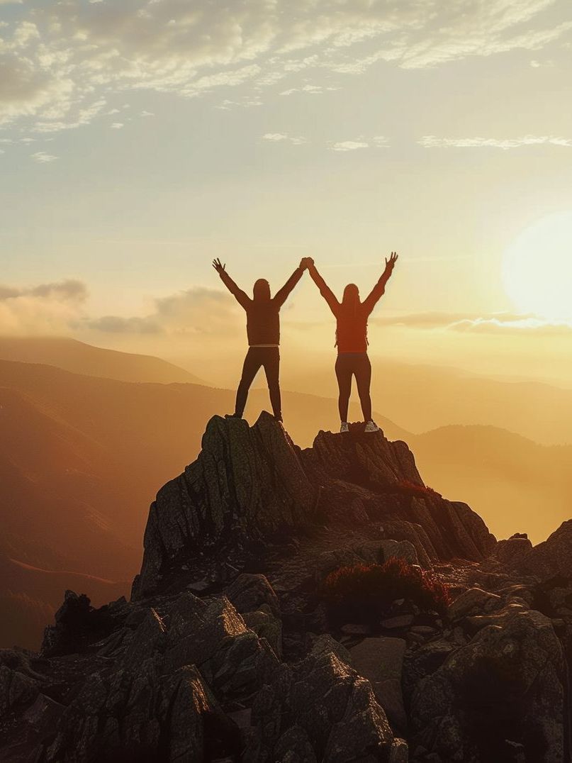 two people on a mountaintop
