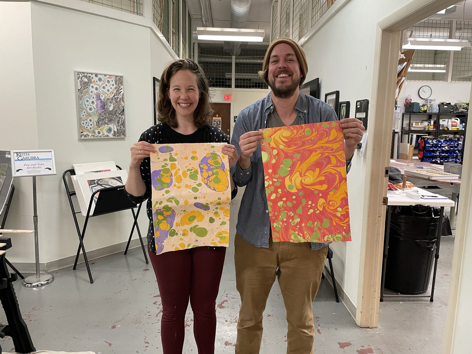 Date night fun as a couple shows off their dynamic marbleworks.