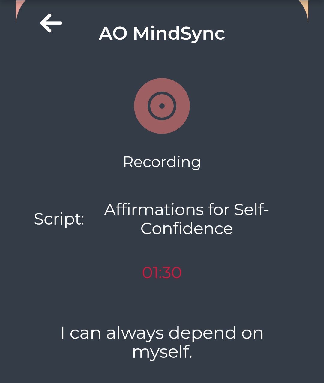 Screenshot of a mobile app for affirmations. Displays