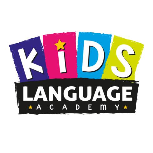 The kids language academy logo is colorful and has a star on it.