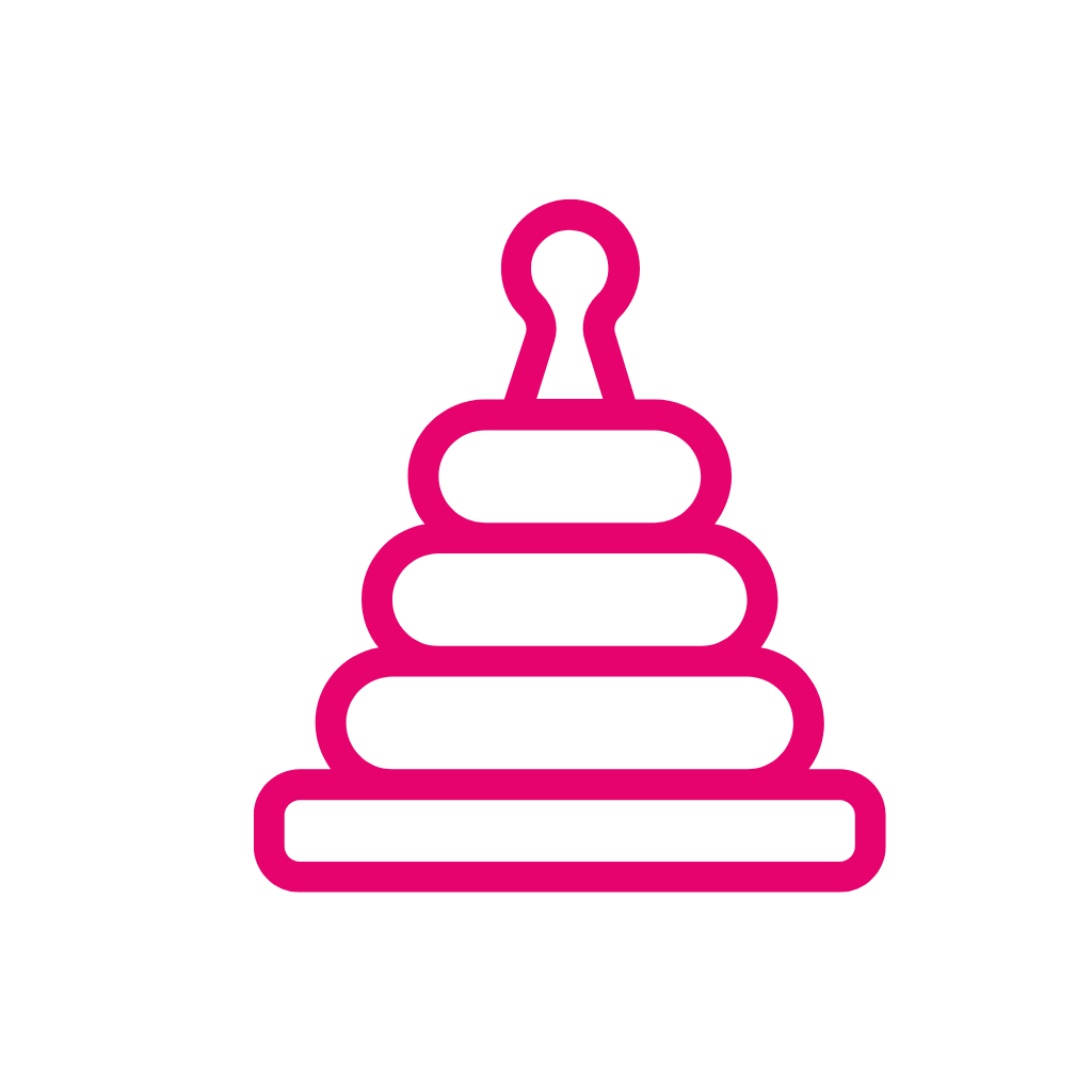 A pink stacking toy icon on a white background.