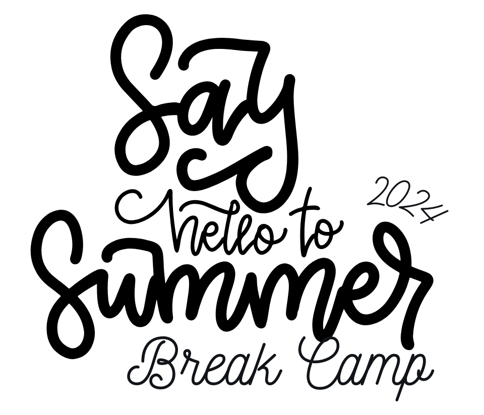 A black and white logo for a summer break camp.