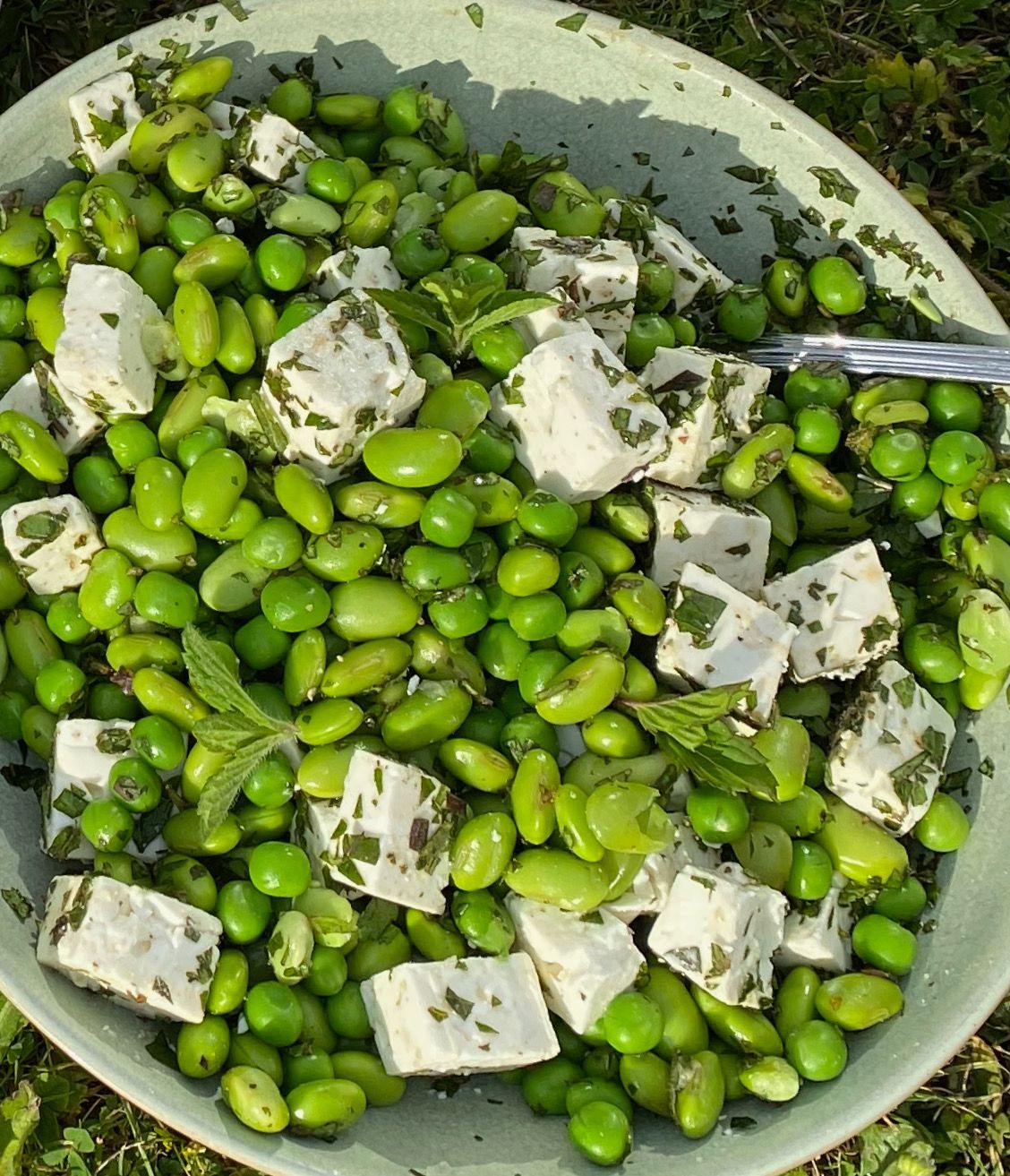 Edamame, pea and mint salad with extra virgin olive oil