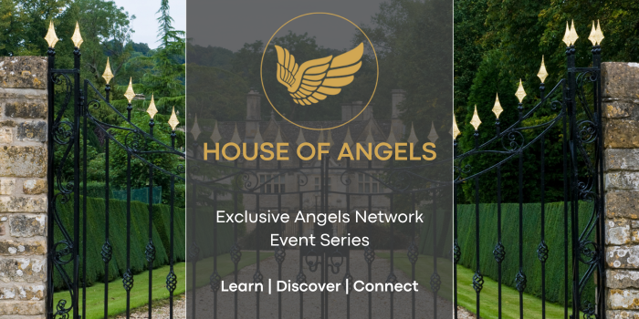 A gate with a sign that says house of angels on it