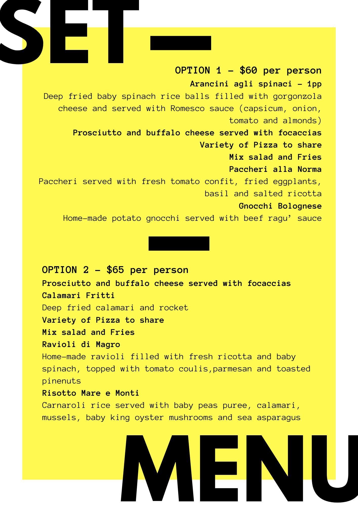 functions, set menu and custom set menu