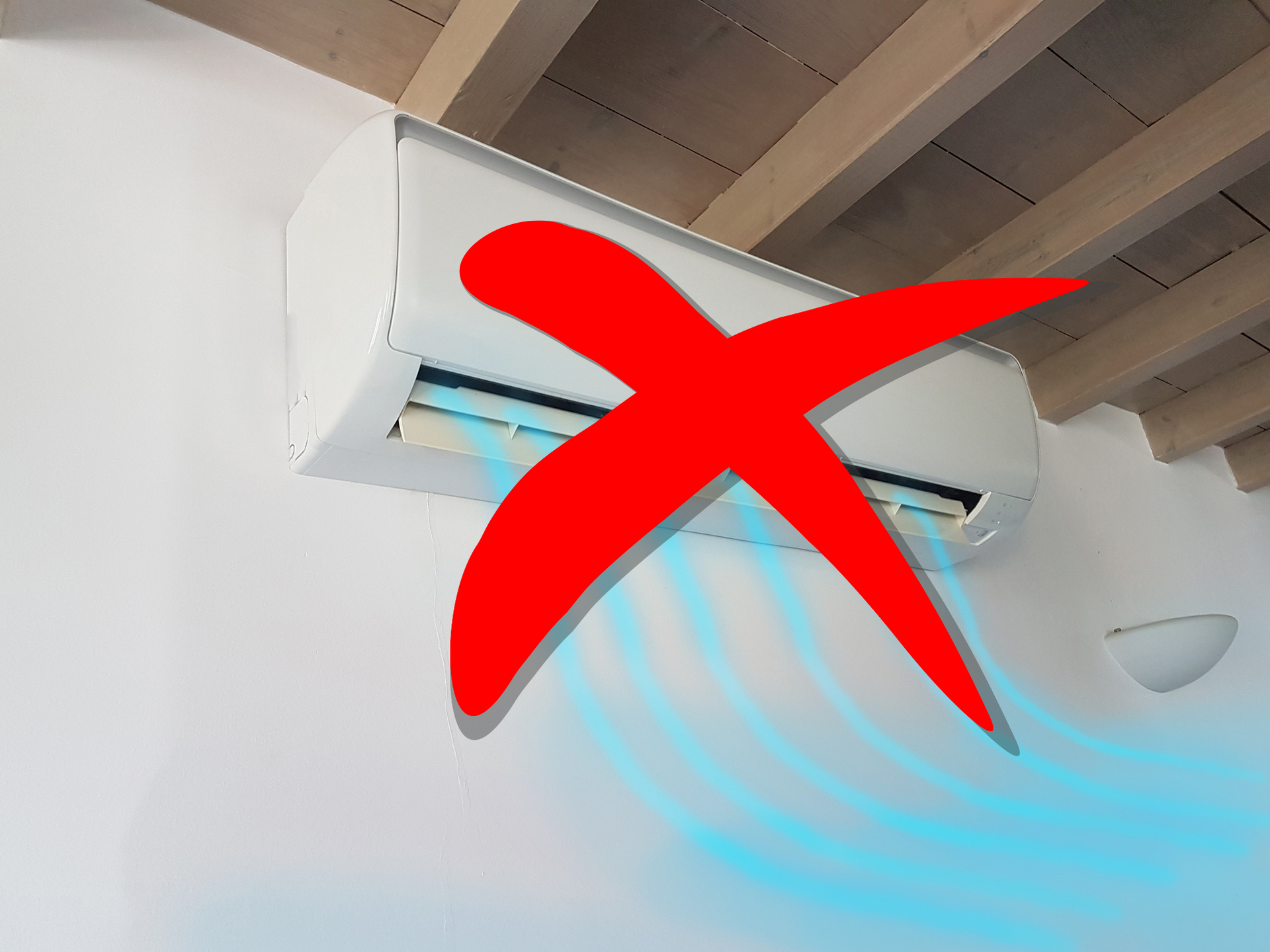 Air conditioner with a large red 