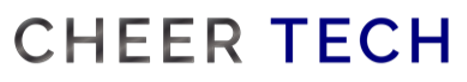 A blurry image of the word cheer tech on a white background