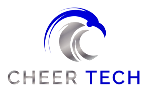 A blue and silver logo for cheer tech