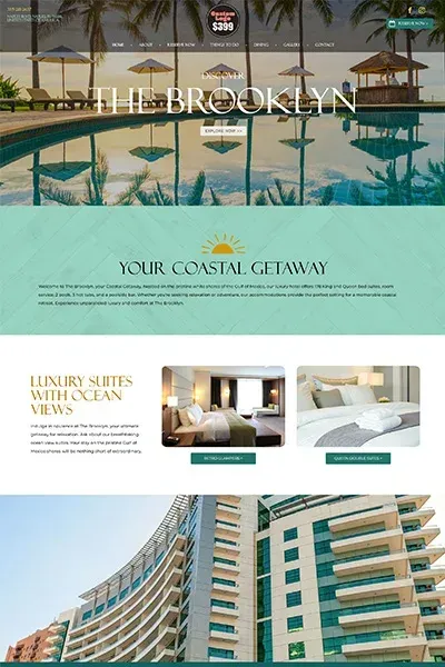 A screenshot of a website for a hotel called the brooklyn.