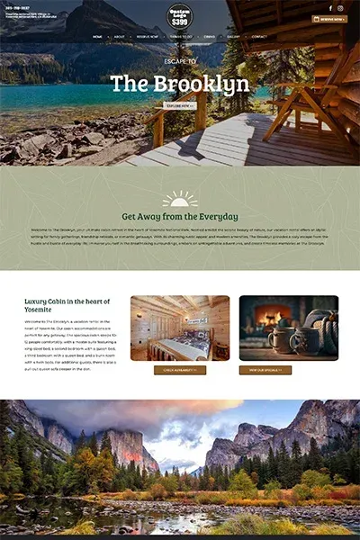 A screenshot of a website for the brooklyn cabin.