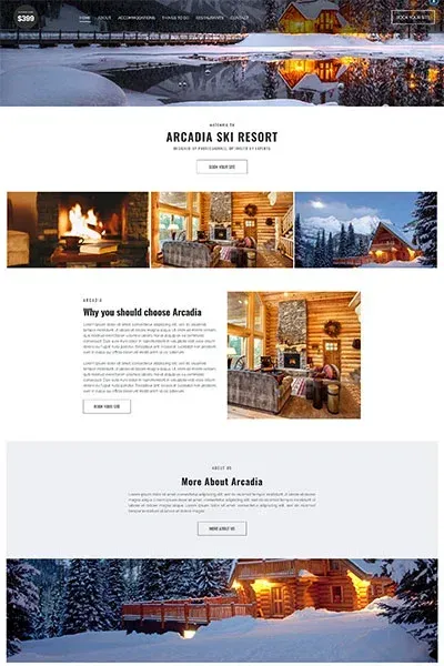 A screenshot of a website for a ski resort.