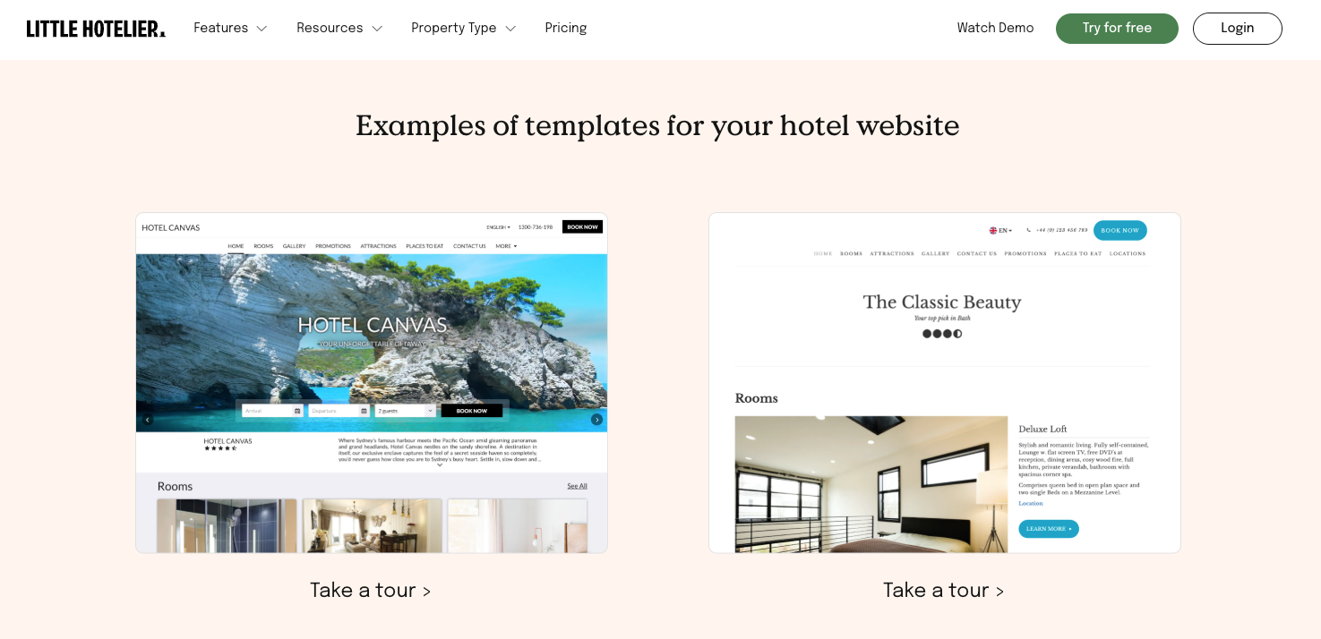 A computer , tablet , and cell phone displaying a website for a hotel.