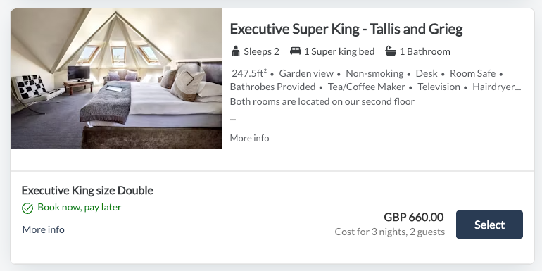 A screenshot of a website showing a bedroom for sale.