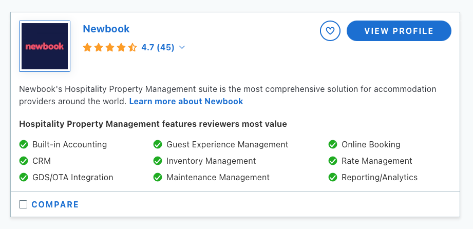 Newbook Capterra reviews