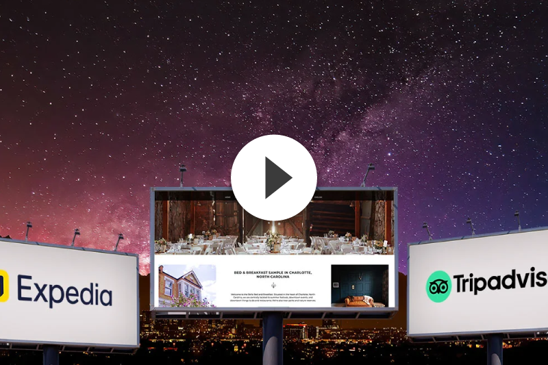 A billboard with expedia and tripadvisor written on it